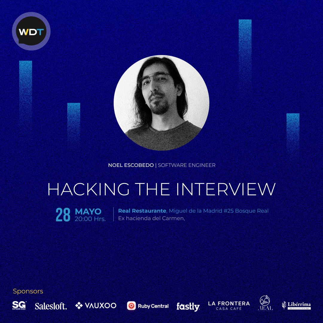 webdevtalksmx's tweet image. Segundo speaker para Mayo. Noel Escobedo, dev, miembro activo de la comunidad y staff de la WDT 😎
📅 Miércoles 28 de mayo, 8:00 p.m.
📍 Real Restaurante, Ex Hacienda del Carmen
🎟️ Registro obligatorio:
wdt-mayo-2025.boletia.com