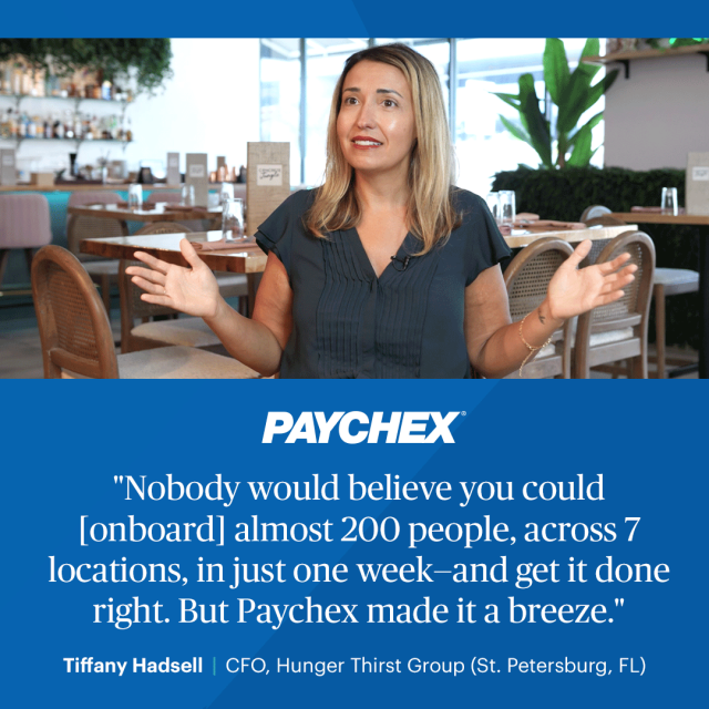 CarlMayes3's tweet photo. Facing the daunting task of onboarding 200+ restaurant staffers before payday, Hunger Thirst Group turned to a reliable partner. Discover how Paychex stepped up to the challenge and made it all possible. #PayrollSolution #EffectiveOnboarding https://t.co/21Vc4nmHJB https://t.co/sXxck3iL7R