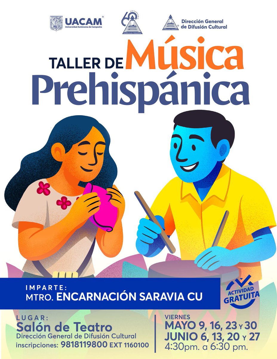 ahholpop's tweet photo. ¡Descubre la magia de la música folklórica!
La Dirección General de Difusión Cultural de la Universidad Autónoma de Campeche te invita a formar parte de estos talleres donde explorarás los sonidos de la cultura maya y el folklore andino. @UacamOficial @UII_UACAM @CulturaCampeche https://t.co/bkJOLfOlLm