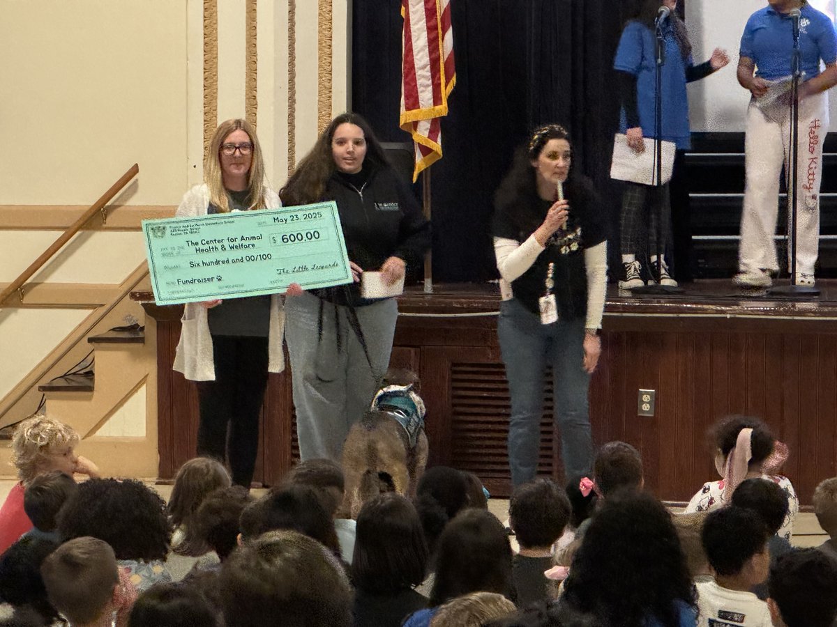 Today's Pride assembly featured a $600 donation from the Leopard Ambassadors' pretzel and lemonade sale fundraiser. A giant check was provided to the Easton Center for Animal Health and Welfare to support animal care and adoption efforts. Great job! @easdboe