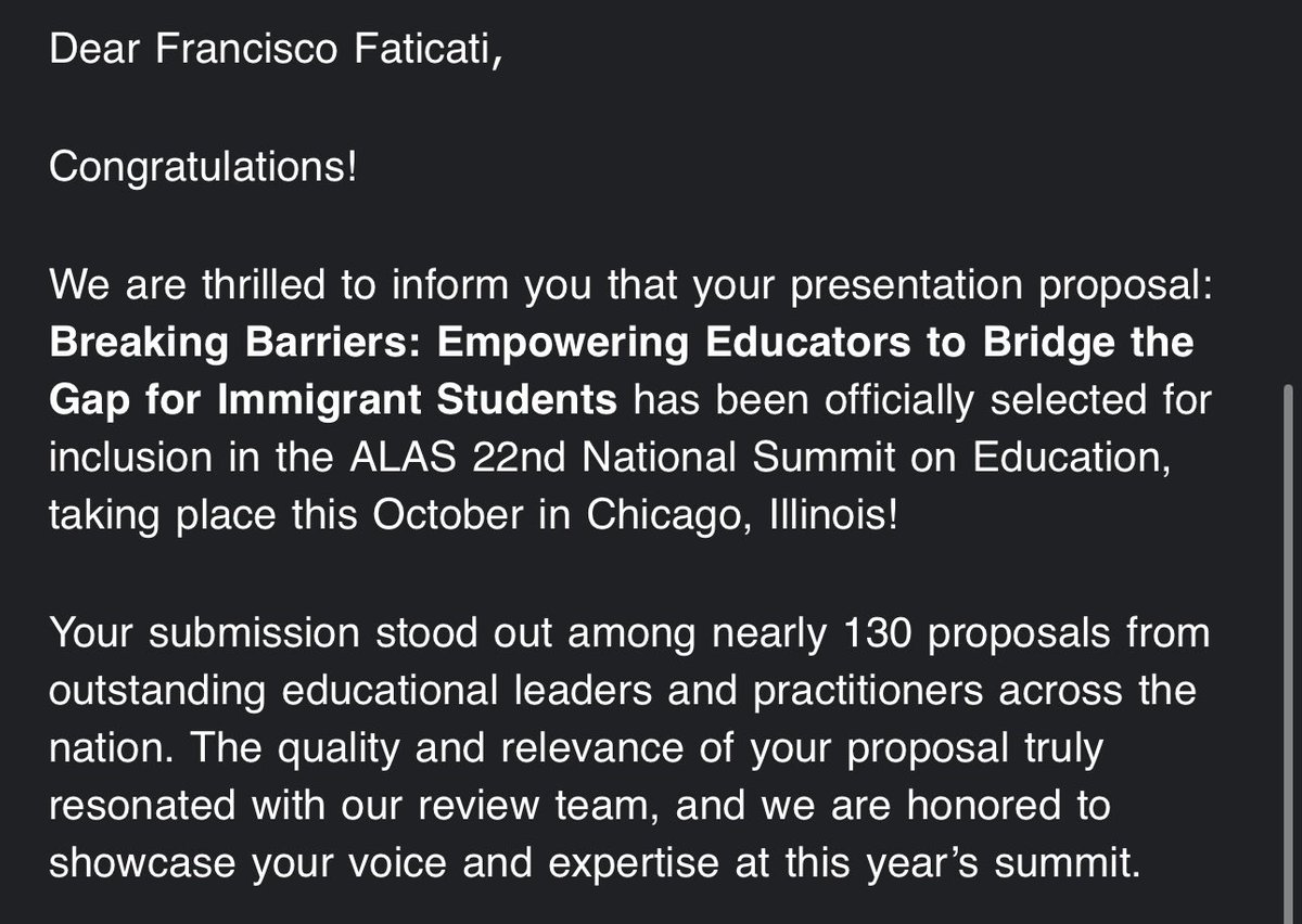 Super excited that I get to share my story at the National Association of Latino Administrators and Superintendents Summit in Chicago! 🥹💪🏽
