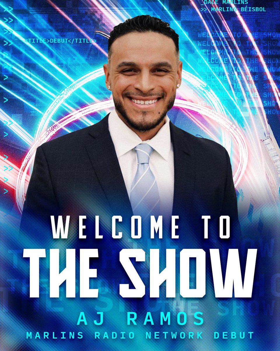 Marlins Radio Network (@marlinsradio) on Twitter photo Welcome <a href="/theajramos/">Aj Ramos</a>!
Making his MLB debut (in the booth) tonight is former <a href="/Marlins/">Miami Marlins</a> All Star Closer AJ Ramos.
Coverage begins at 9:00pm on <a href="/FoxSports940/">Fox Sports 940 Miami</a> Miami. Welcome <a href="/theajramos/">Aj Ramos</a>!
Making his MLB debut (in the booth) tonight is former <a href="/Marlins/">Miami Marlins</a> All Star Closer AJ Ramos.
Coverage begins at 9:00pm on <a href="/FoxSports940/">Fox Sports 940 Miami</a> Miami.