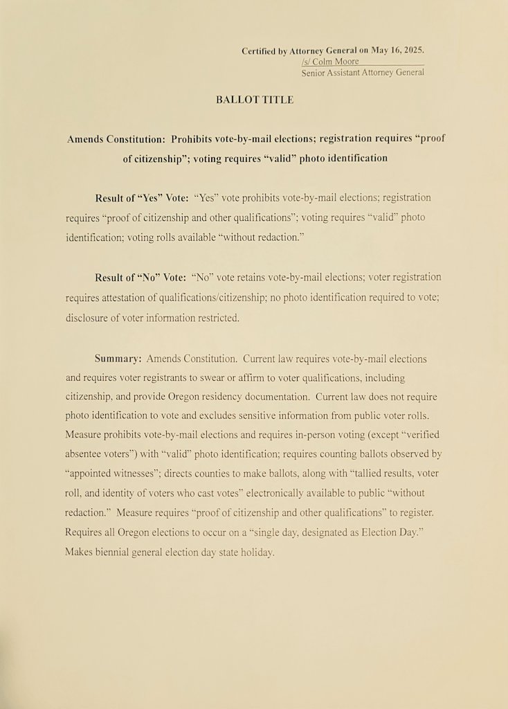 Look at this Big, Beautiful, Ballot Title! ❤️

Is it weird that I got a little teary-eyed? 🥹

We'll be collecting signatures soon!!! 🇺🇸

#EndVBM