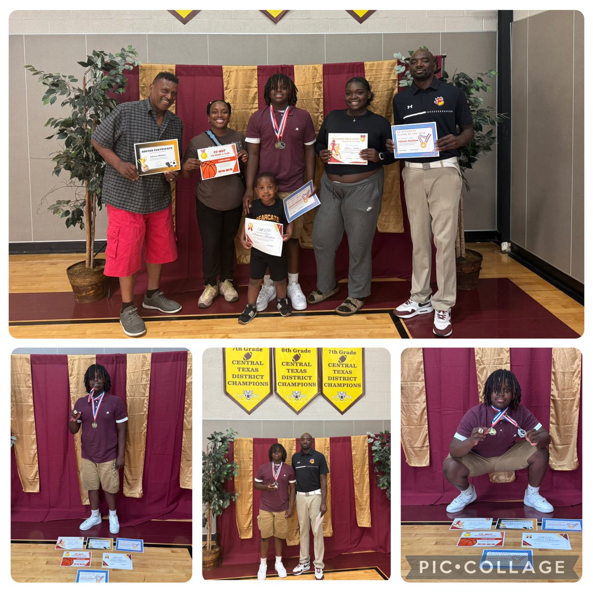 Thank you to all my coaches and teammates. I couldn’t have done it without y’all. 🐻🐾 🥇🎖️

7th Grade Lamar Bearcat 
🏈 MVP, 🏈Offensive POY 
🏀 Co-MVP, 🏀Co-Offensive POY
🏃🏾‍♂️ Field Event Athlete POY