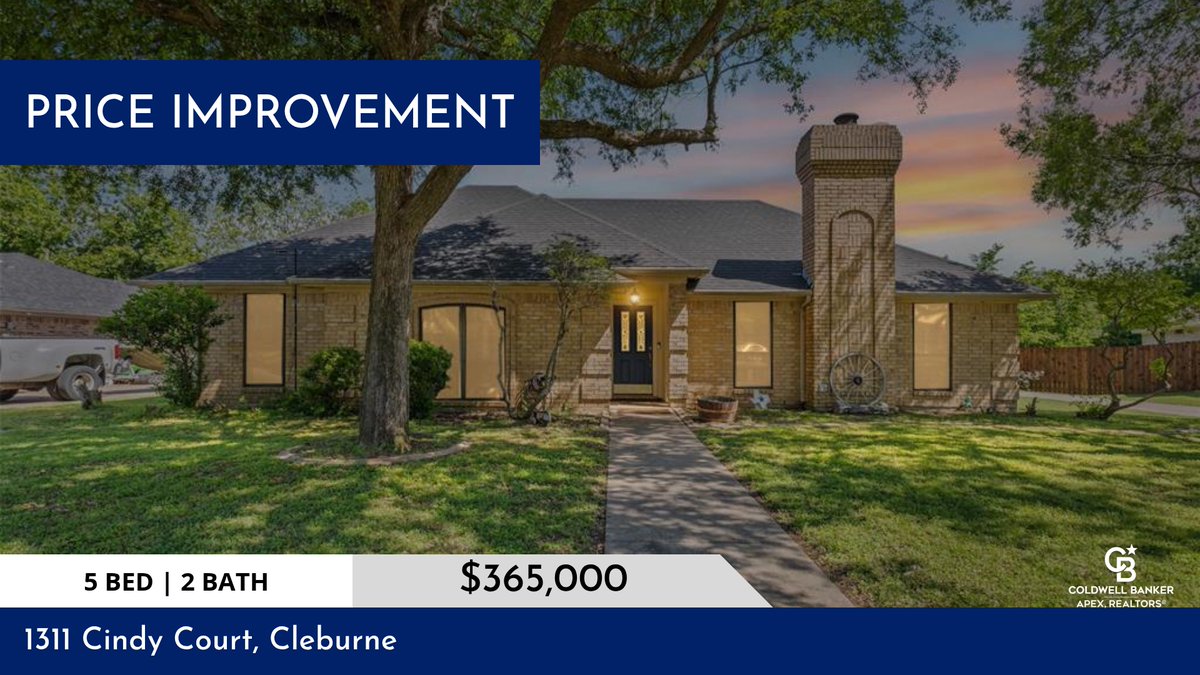 CaseyMadison6's tweet photo. 📍 Price Improvement 📍 This recently reduced home at 1311 Cindy Court in Cleburne won't last long, so, don't wait to set up a showing! Reach out here or at (817) 800-9615 for more information!

Sincerely,
Casey Madison https://t.co/u0tL42q9CO https://t.co/VICDaj3hnu