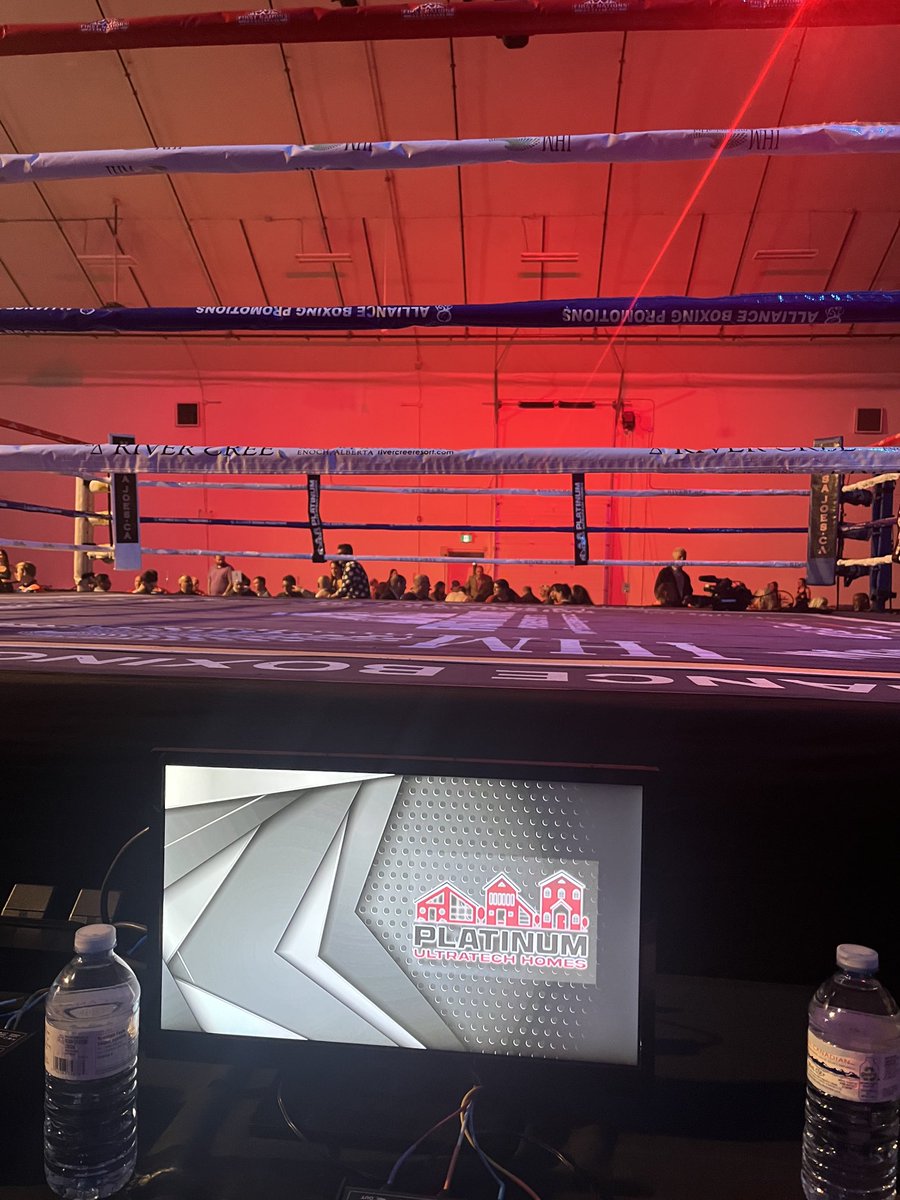 Sitting in my favourite office on the planet waiting for a great night of fights.