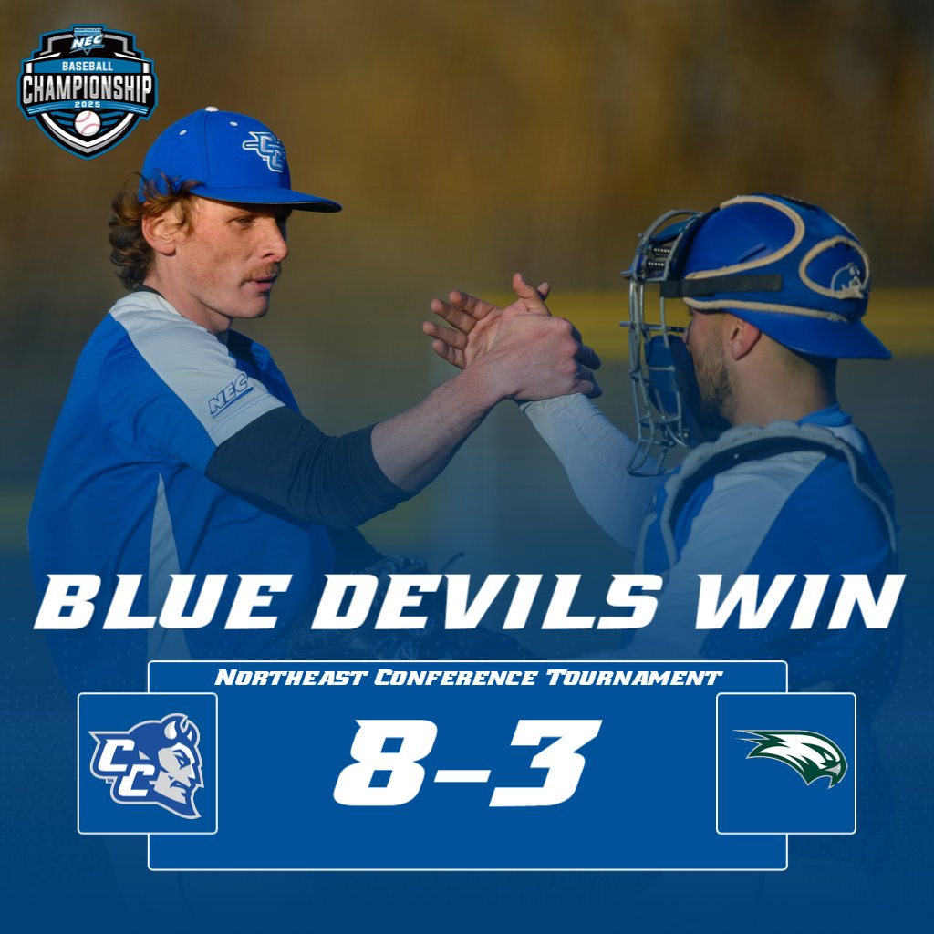 CCSU Blue Devils (@ccsubluedevils) on Twitter photo ⚾️ RECAP | NEC TOURNAMENT
<a href="/ccsubaseball/">CCSU Baseball</a> 8, Wagner 3
⚾️Cameron: (Sv, 5) 2.2 IP, 2K
⚾️ Gordon, 1-2, 3 BB, 2 R, 2 RBI
⚾️ Short, Redahan, Brown, Ducatelli: 2 hits each
📰 🔗 tinyurl.com/ms6mxpuv
⏭ vs. LIU; Sat. 3pm
#GoBlueDevils | #NECBaseball ⚾️ RECAP | NEC TOURNAMENT
<a href="/ccsubaseball/">CCSU Baseball</a> 8, Wagner 3
⚾️Cameron: (Sv, 5) 2.2 IP, 2K
⚾️ Gordon, 1-2, 3 BB, 2 R, 2 RBI
⚾️ Short, Redahan, Brown, Ducatelli: 2 hits each
📰 🔗 tinyurl.com/ms6mxpuv
⏭ vs. LIU; Sat. 3pm
#GoBlueDevils | #NECBaseball