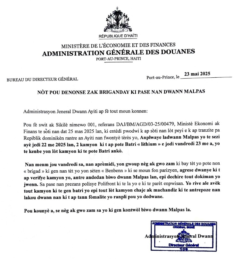 NÒT POU DENONSE ZAK BRIGANDAY KI PASE NAN DWANN MALPAS