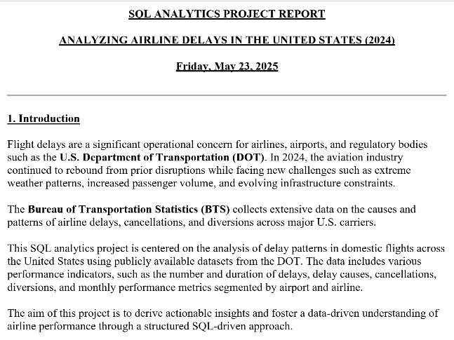 ochieng562000's tweet photo. Analyzing U.S. Airline Delays in 2024 with SQL 📊✈️
After digging into national flight data from the U.S. Department of Transportation’s Bureau of Transportation Statistics (BTS) using SQL, here's what I discovered about air travel delays across the United States in 2024👇:
#SQL https://t.co/bHgaqRHegx