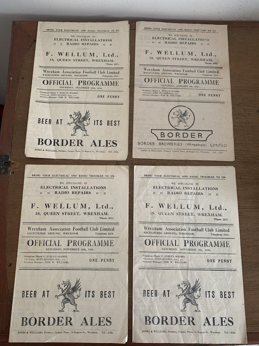 WrexhamMerch's tweet image. Wrexham Football Club Programme X 4 1946 Darlington Marine Crosby Doncaster 1947
£21.51 currently
1 bid
Ends Sun 25th May @ 10:34am
ebay.co.uk/itm/1872386753…
#ad #WrexhamFC