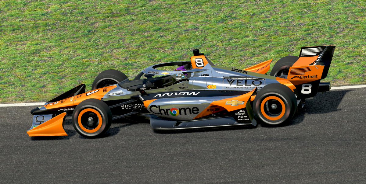 Paint of the Week time! Tyler Tucker presupposes, "What if McLaren ran their 2024 COTA F1 livery in IndyCar?" Now we know! Race it here: tradingpaints.com/showroom/view/… #tppotw