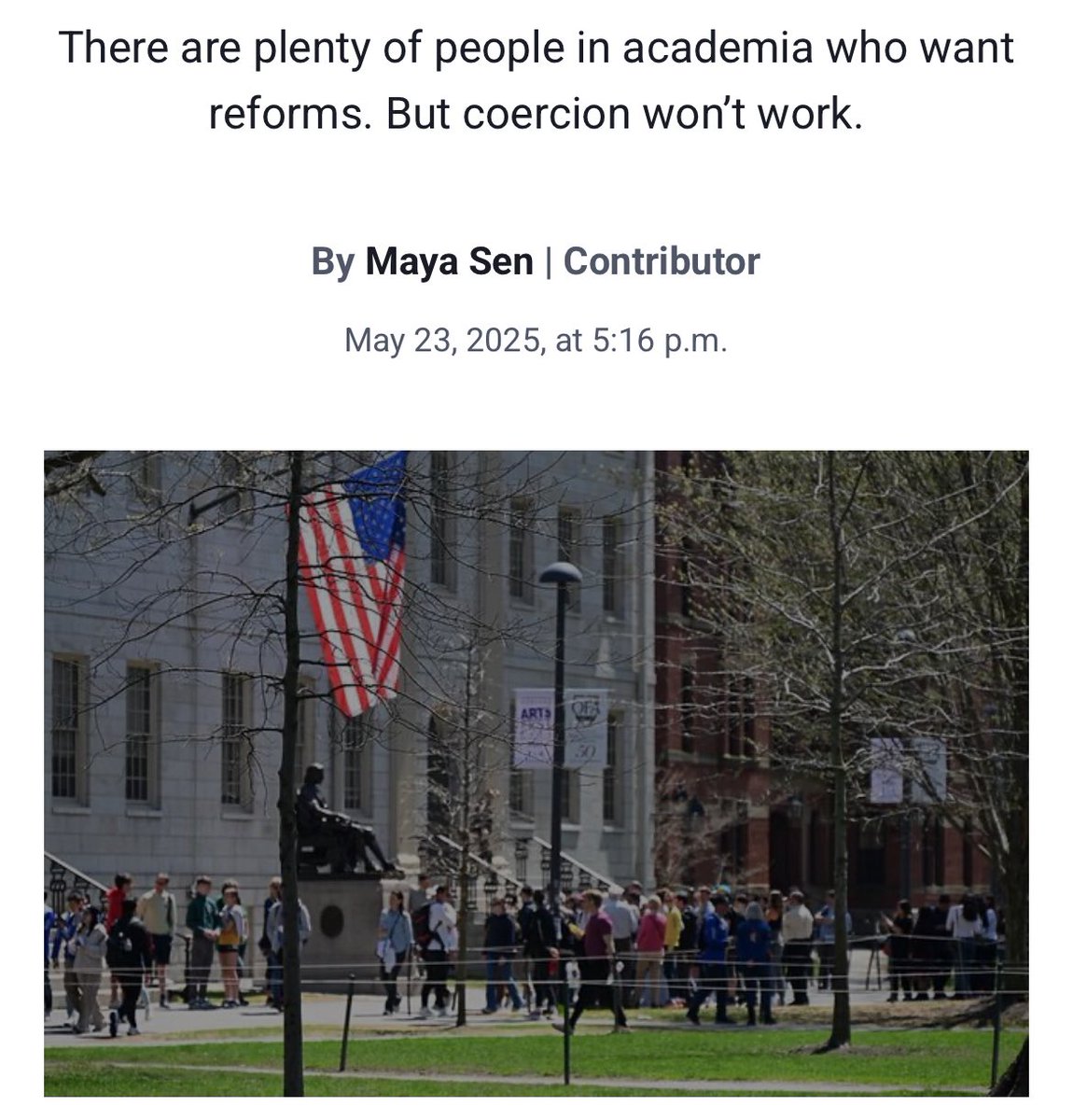 Maya Sen (@maya_sen) on Twitter photo New, from me - I wrote an essay for <a href="/usnews/">U.S. News & World Report</a> on the conflict between the Trump Administration and higher ed, with some thoughts on the origins of the animosity
Link in replies New, from me - I wrote an essay for <a href="/usnews/">U.S. News & World Report</a> on the conflict between the Trump Administration and higher ed, with some thoughts on the origins of the animosity
Link in replies