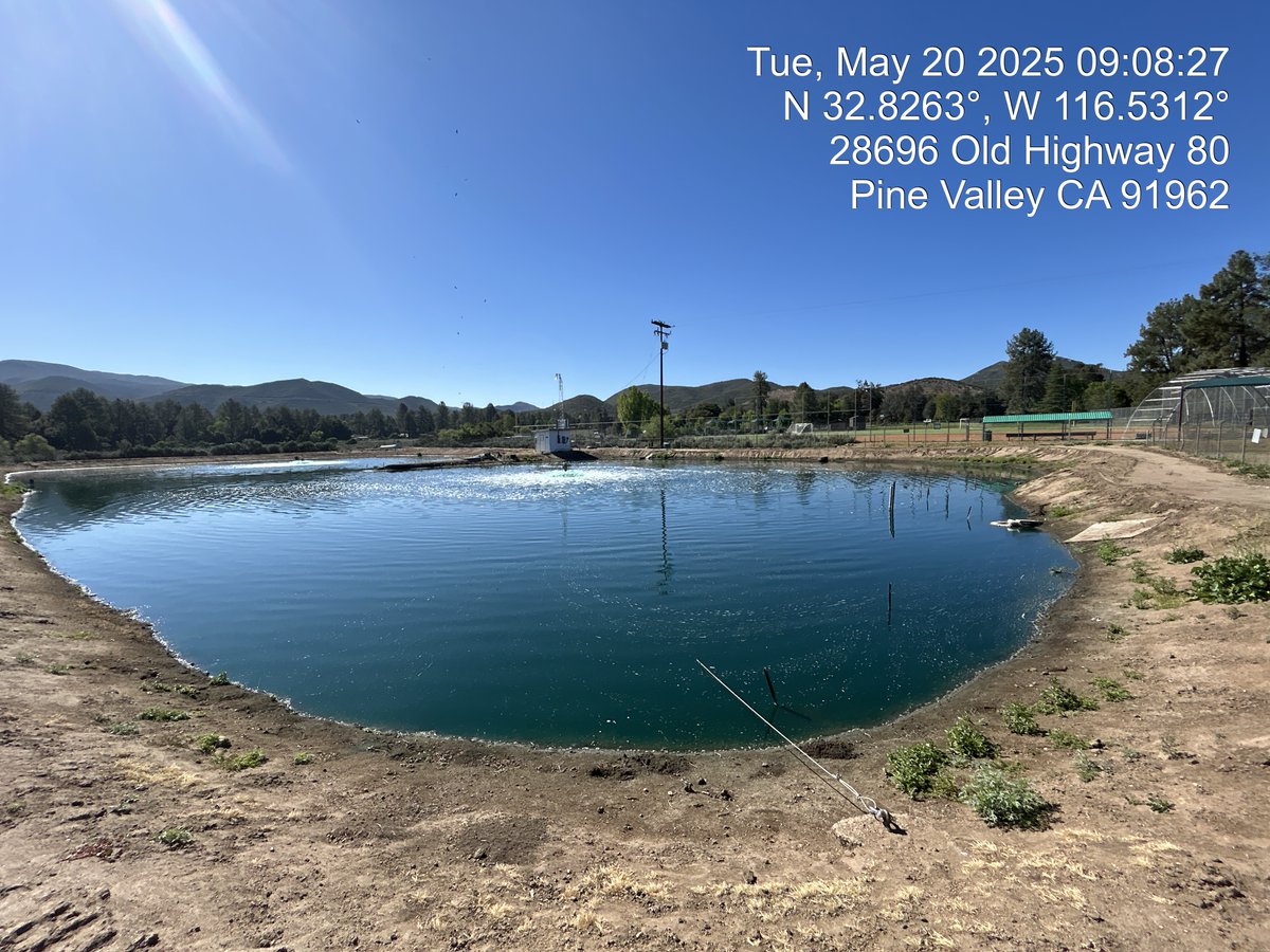 The County of San Diego recently completed the Pine Valley Wastewater Treatment Plant Aerobic Lagoon Rehabilitation project with no impacts to the County Pine Valley Park operations.
The County Sanitation District continues the maintenance of this facility