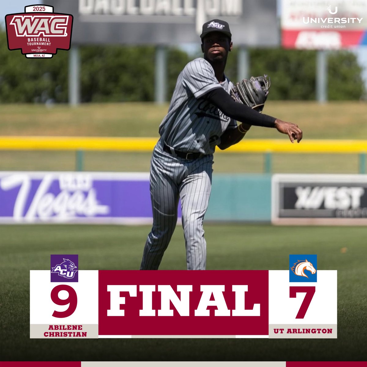 The Western Athletic Conference (@wacsports) on Twitter photo FINAL | <a href="/ACU_Baseball/">ACU Baseball</a> 9, UT Arlington 7
The Wildcats come out on top after a close battle with the Mavericks! They’ll take the field again tonight at 7 pm against Sacramento State with a spot in the championship on the line.
#OneWAC x #WACbsb FINAL | <a href="/ACU_Baseball/">ACU Baseball</a> 9, UT Arlington 7
The Wildcats come out on top after a close battle with the Mavericks! They’ll take the field again tonight at 7 pm against Sacramento State with a spot in the championship on the line.
#OneWAC x #WACbsb