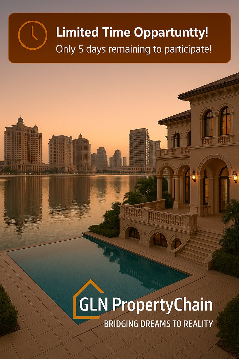 Only 5 days left!
Unlock premium investment opportunities with GLN PropertyChain.
World-class real estate, limited-time window.
Don't miss your chance to turn dreams into reality!

sidrastart.com/project/426ee1…

#GLNPropertyChain 
<a href="/maljefairi/">محمد الجفيري</a>
<a href="/sidrachain/">SidraChain</a>