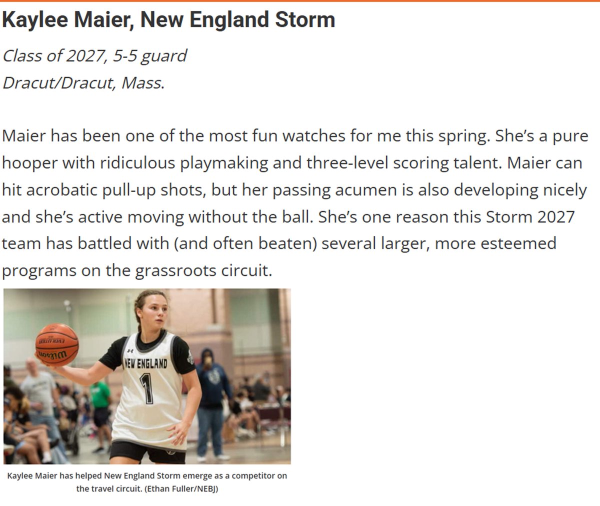 Kaylee Maier (@kaylee_maier1) on Twitter photo Thank you so much for the write-up - it means a lot to me, our team and our NE Storm Program! Go Storm! <a href="/nehoopjournal/">New England Basketball Journal</a> <a href="/ethman43/">Ethan Fuller</a> Thank you so much for the write-up - it means a lot to me, our team and our NE Storm Program! Go Storm! <a href="/nehoopjournal/">New England Basketball Journal</a> <a href="/ethman43/">Ethan Fuller</a>