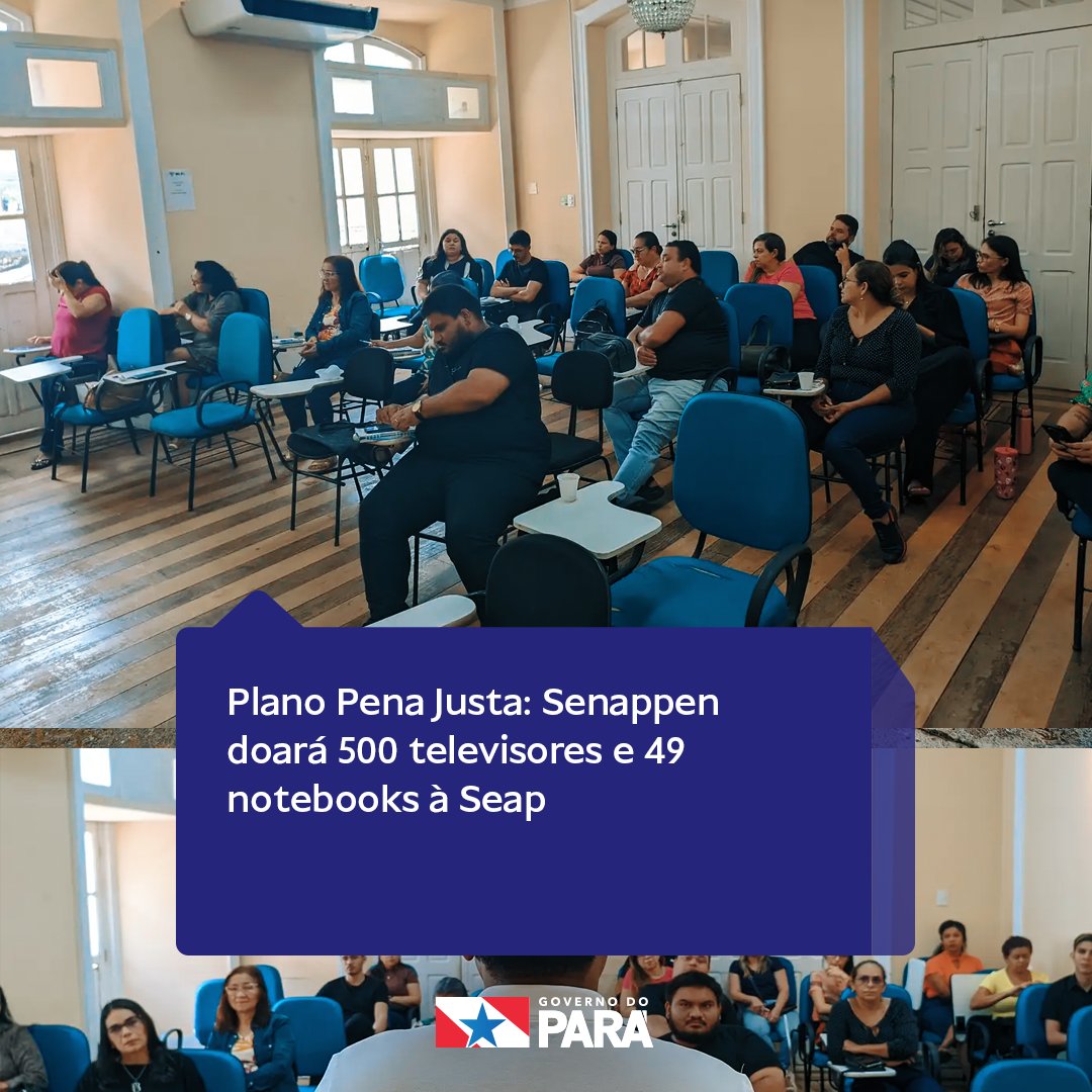 A Secretaria Nacional de Políticas Penais (Senappen) anunciou a doação de 500 televisores e 49 notebooks à Seap do Pará. A iniciativa visa ampliar as ações de reinserção social por meio de projetos educacionais e culturais nas unidades prisionais do Estado. Saiba