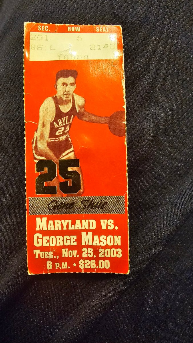 Found an old ticket stub. <a href="/MasonMBB/">George Mason Men's Basketball</a> and <a href="/TerrapinHoops/">Maryland Men’s Basketball</a>