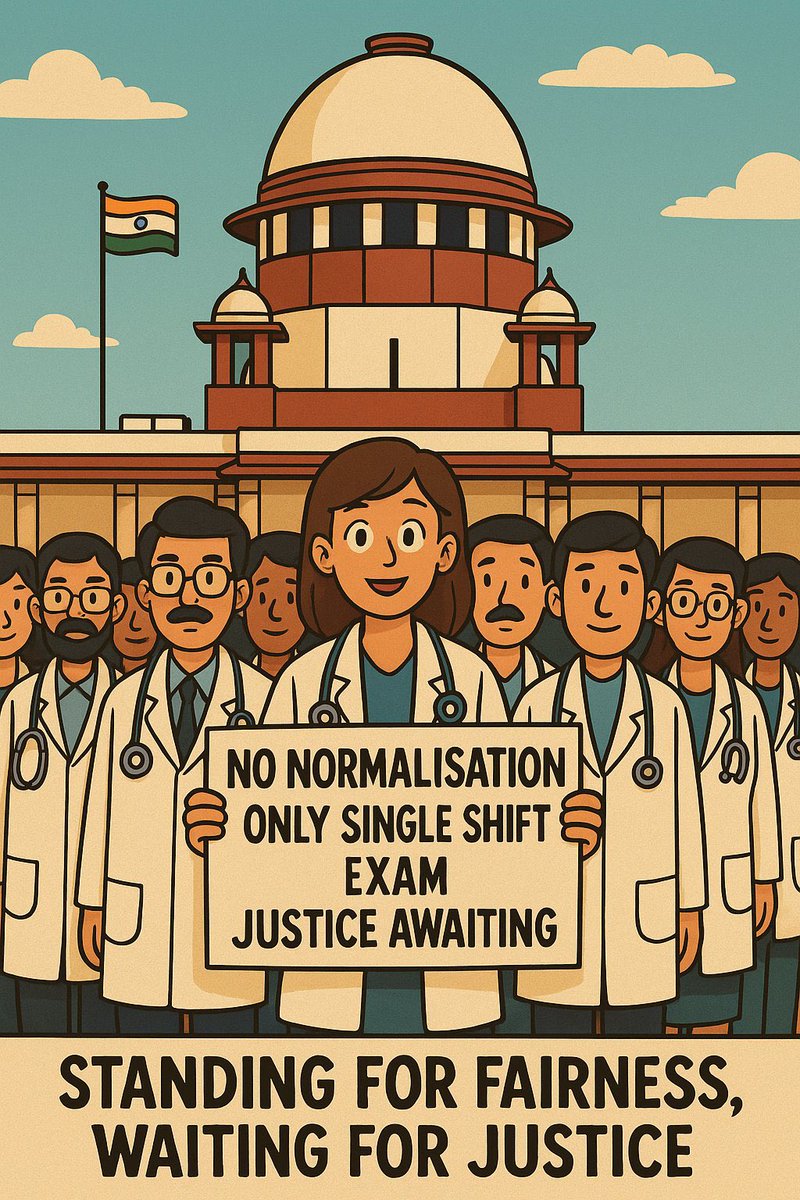 #NEETPG2025 "Justice Awaiting" ,Case hearing to be expected on 26th May 2025.
"Normalisation is as abnormal technique"
A single shift #NEETPG with answer key is fair and transparent method.

"Don't kill the hope of aspirants"

<a href="/DrDhruvchauhan/">Dr.Dhruv Chauhan</a>
<a href="/drlakshyamittal/">DR.LAKSHYA MITTAL</a> 
<a href="/ShashiTharoor/">Shashi Tharoor</a>
