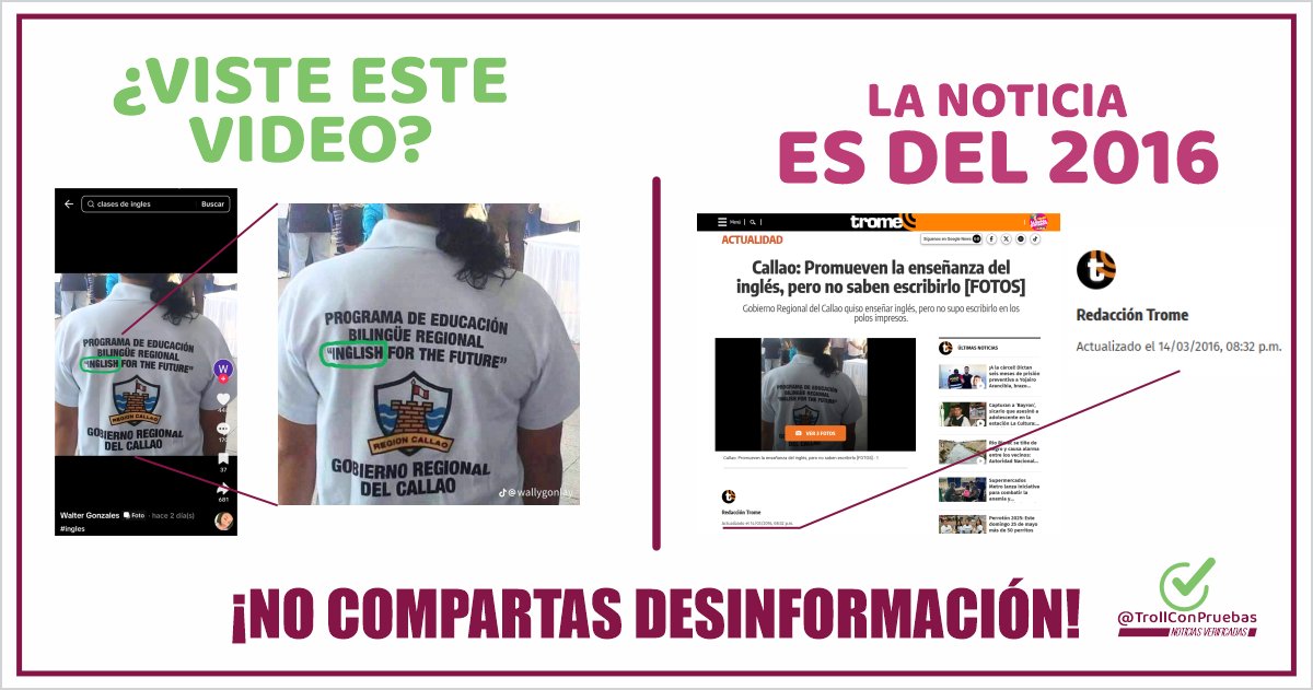 trollconpruebas's tweet photo. ⚠️ Esta 'noticia' viral sí pasó... ¡en 2016! Un tiktoker la resucitó sin contexto solo por likes. Medios la comparten como si fuera nueva. 😡 
Compartir hechos pasados como actuales es #Desinformación. ¿La viste? 
#TrollConPruebas https://t.co/DKqFIlBWwR