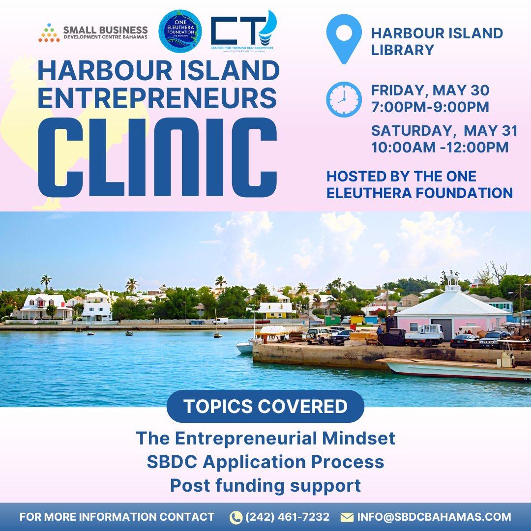 OneEleuthera's tweet photo. 🚨Join us! 💼✨ OEF, in partnership with the SBDC, is hosting a two-day Entrepreneurs Clinic designed to give you the tools, support, and confidence to start or grow your business! 💡📊 
📞 For more information, contact: (242) 461-7232 or 📧 Email: info@sbdcbahamas.com https://t.co/SAJaBn87wn