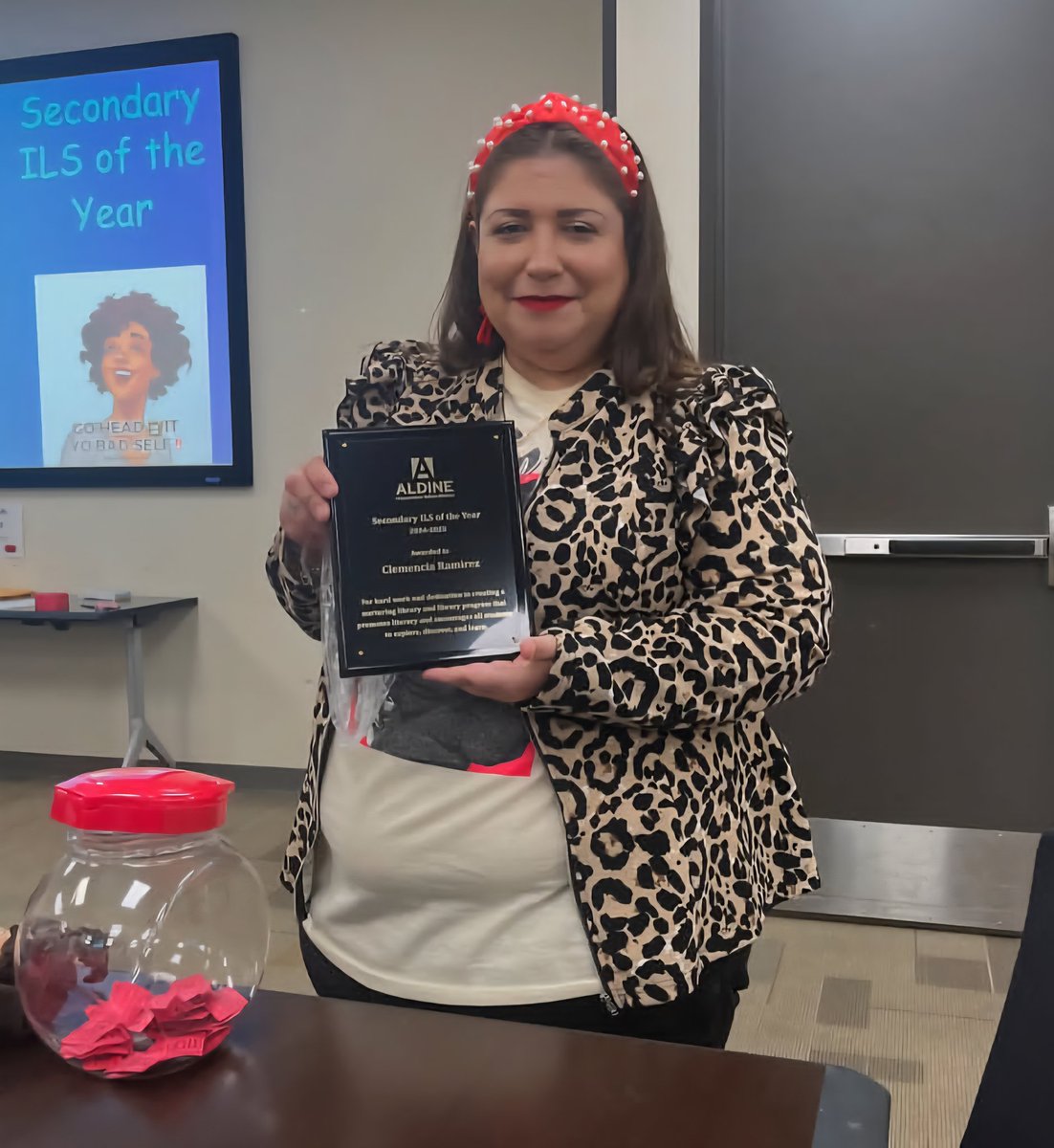 Aldine Ninth Grade School (@aldine9_aisd) on Twitter photo We are extremely proud of our wonderful ILS, our librarian Clemencia Ramirez! She was selected as Secondary ILS of the Year for her dedication, innovation, and work. Mrs. Ramirez, you are so deserving of this award and title. We love you, and the students love you! <a href="/drgoffney/">Dr. LaTonya M. Goffney</a> We are extremely proud of our wonderful ILS, our librarian Clemencia Ramirez! She was selected as Secondary ILS of the Year for her dedication, innovation, and work. Mrs. Ramirez, you are so deserving of this award and title. We love you, and the students love you! <a href="/drgoffney/">Dr. LaTonya M. Goffney</a>