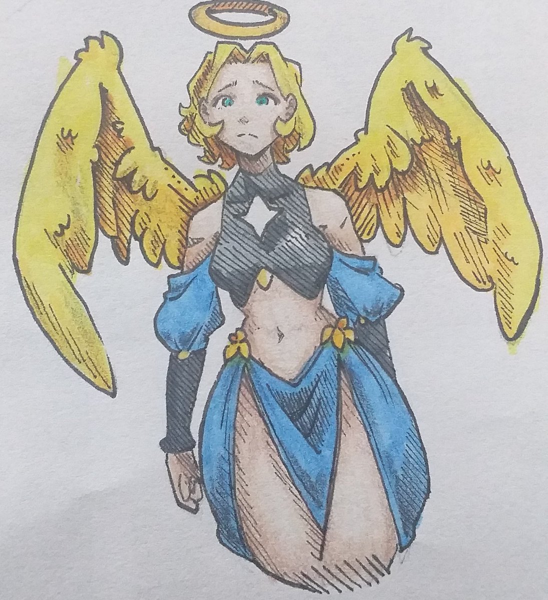Hey! Here’s a quick design of Angela, an inmate from the Crystal House.
She looks like an angel… but she’s not.
She’ll debut in the manga soon.
Follow me for more Divine Eclipse: The Prophecy of Death!
 #mangaart #grimdark  #comic #scifiart #future  #manga #Fights  #indiegame