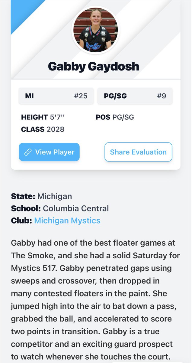 Gabby Gaydosh (@gabby_gaydosh_0) on Twitter photo Thanks <a href="/CoachEvanBell/">Evan Bell</a> for the write up, I appreciate your kind words.
<a href="/CoachColeCC/">Coach Cole</a> <a href="/pgh_Danyle/">PrepGirlsHoopsDanyle</a> <a href="/CoachEmilyPGH/">Emily Somerville</a> <a href="/LBInsider/">Jason Wilkins (Wilkins Report)</a> <a href="/HankampScott/">Scott Hankamp</a> <a href="/Mystics517/">Michigan Mystics - Jackson</a> <a href="/MImystics/">Michigan Mystics</a> <a href="/wadesworld32/">Coach Keith Wade</a> <a href="/PGHMichigan/">Prep Girls Hoops Michigan</a> <a href="/TheMRR7/">The Midwest Recruiting Resource</a> <a href="/Eric_Ingles/">Eric Ingles</a> <a href="/CCGirlsbasket/">CC Girls Basketball</a> Thanks <a href="/CoachEvanBell/">Evan Bell</a> for the write up, I appreciate your kind words.
<a href="/CoachColeCC/">Coach Cole</a> <a href="/pgh_Danyle/">PrepGirlsHoopsDanyle</a> <a href="/CoachEmilyPGH/">Emily Somerville</a> <a href="/LBInsider/">Jason Wilkins (Wilkins Report)</a> <a href="/HankampScott/">Scott Hankamp</a> <a href="/Mystics517/">Michigan Mystics - Jackson</a> <a href="/MImystics/">Michigan Mystics</a> <a href="/wadesworld32/">Coach Keith Wade</a> <a href="/PGHMichigan/">Prep Girls Hoops Michigan</a> <a href="/TheMRR7/">The Midwest Recruiting Resource</a> <a href="/Eric_Ingles/">Eric Ingles</a> <a href="/CCGirlsbasket/">CC Girls Basketball</a>