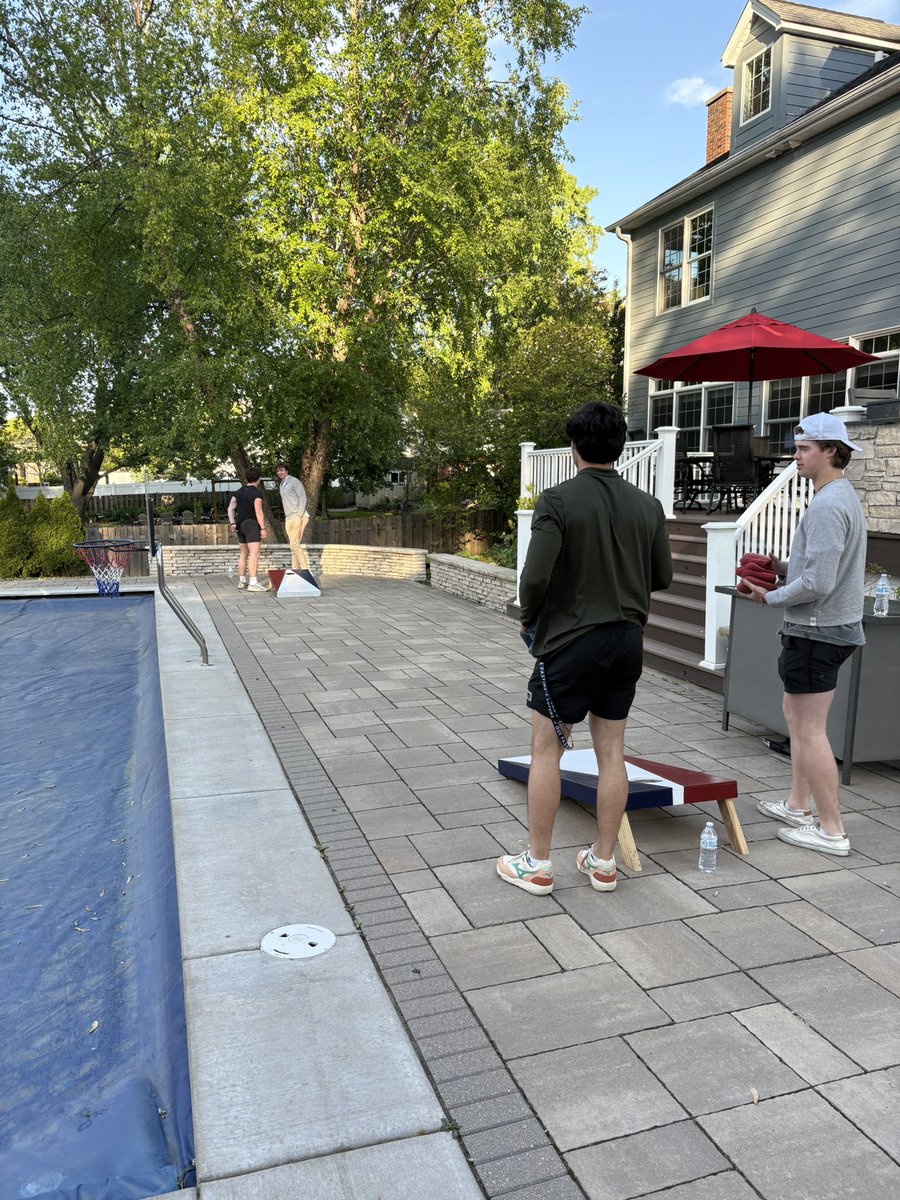 Thank you to the Chiaramonte Family for hosting the team dinner at their beautiful home tonight. We had a lot going on. Collin Roche was working on his barber skills, boys were playing bags and hanging out. Great team bonding again!