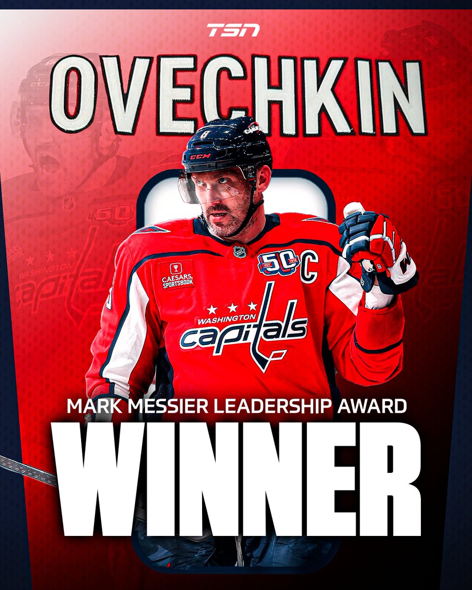 Alex Ovechkin has won the Mark Messier NHL Leadership Award! 🏆