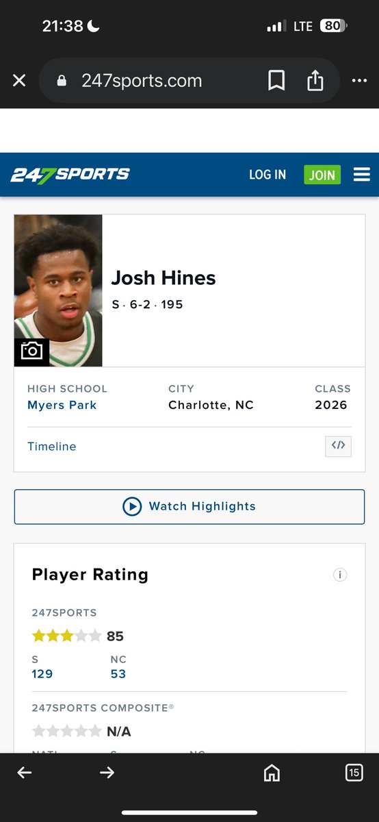 Josh Hines (@_joshhines) on Twitter photo Blessed to be ranked a 3⭐️ by <a href="/247Sports/">247Sports</a>
<a href="/coachjames29/">Chris James</a> <a href="/myersparkfball/">Myers Park Football</a> <a href="/CoachNardo27/">Bryan Nardo</a> <a href="/CoachFaanes/">Nate Faanes</a> <a href="/CharlotteFTBL/">Charlotte Football</a> Blessed to be ranked a 3⭐️ by <a href="/247Sports/">247Sports</a>
<a href="/coachjames29/">Chris James</a> <a href="/myersparkfball/">Myers Park Football</a> <a href="/CoachNardo27/">Bryan Nardo</a> <a href="/CoachFaanes/">Nate Faanes</a> <a href="/CharlotteFTBL/">Charlotte Football</a>