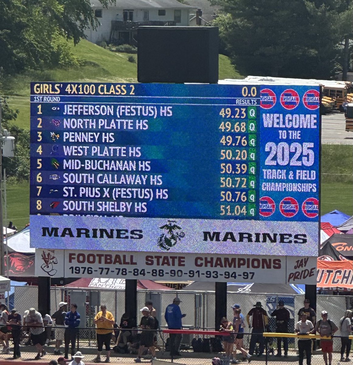 Boys 4x200m Justin Lehn, K’Vion Flores, Jack Michaud, and Sam Eimer set new School Record 1:30.89, seeded 4th for the Finals. Girls 4x100 Harper Gass, Elena Ruble, Bridget Flanagan, and Renee Callahan set a new School Record of 50.76,seeded 7th for the Finals.  Congrats Lancers!