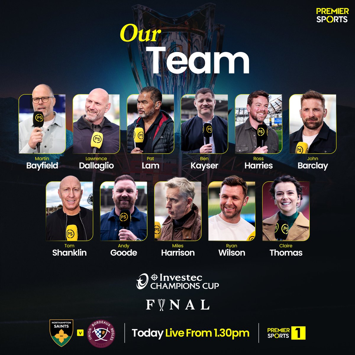 Premier Sports (@premsportstv) on Twitter photo The best in class for the biggest stage 🔥
Introducing our team of presenters, pundits, reporters and commentators for today's big game 👋
#InvestecChampionsCup The best in class for the biggest stage 🔥
Introducing our team of presenters, pundits, reporters and commentators for today's big game 👋
#InvestecChampionsCup