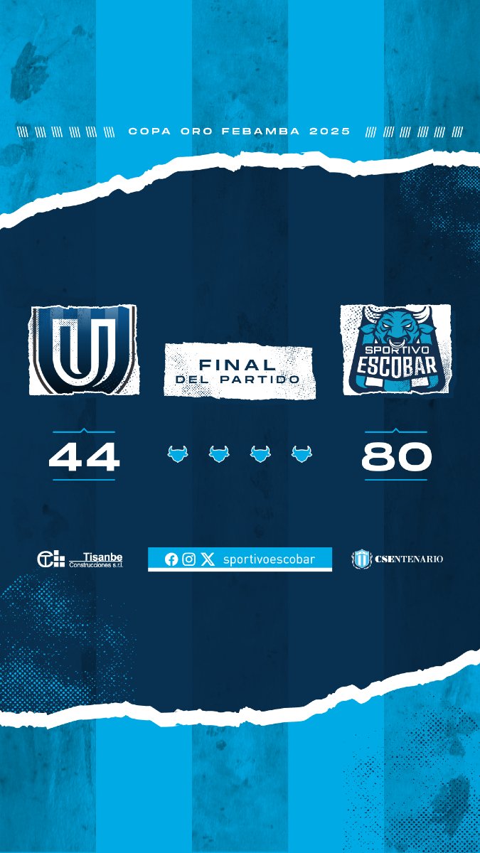 SportivoEscobar's tweet photo. ⏱️ FINAL del partido

🐂💥 ¡¡𝗚𝗔𝗡𝗢𝗢 𝗘𝗟 𝗔𝗟𝗕𝗜𝗖𝗘𝗟𝗘𝗦𝗧𝗘𝗘𝗘!! 🐂💥

⚪🔵 @clubunitarios 44
🔵⚪ #Sportivo 80

#CSEntenario | #FeBAMBA https://t.co/LAr0zuE7ay