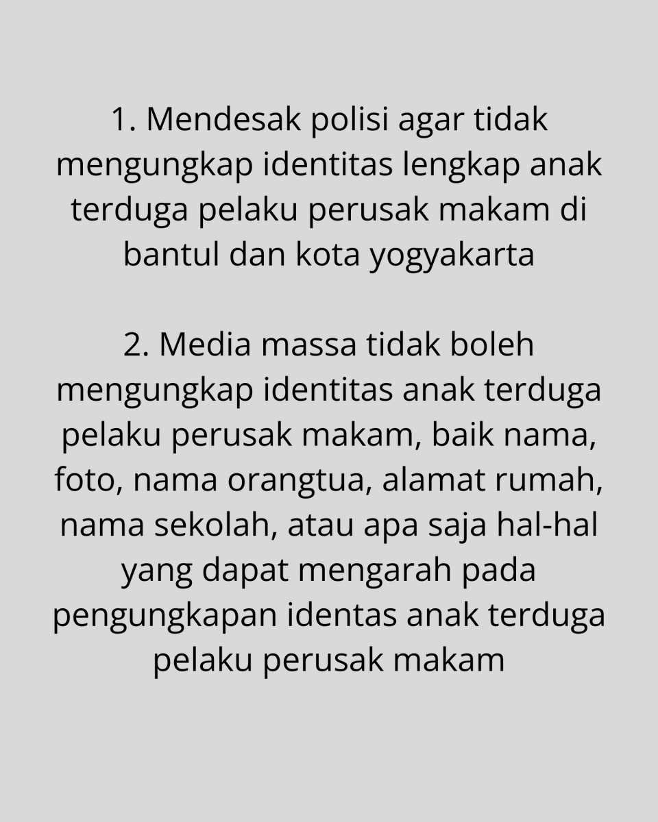AjiYogyakarta's tweet photo. Pernyataan polisi banyak dikutip jurnalis termasuk nama terang pelaku yang masih anak. Terhadap kasus ini, AJI Yogyakarta mendesak semua pihak untuk lebih bijak, kritis, berpegang pada kode etik jurnalistik, serta memberi perhatian khusus pada kondisi keberagaman di Yogyakarta. https://t.co/rz7qZL4mtn