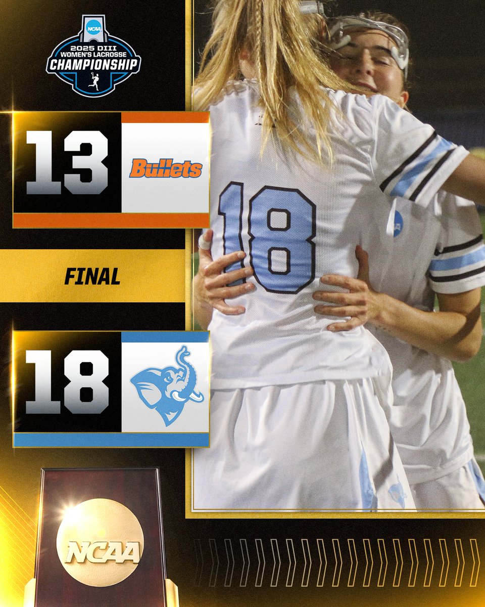NCAA Division III (@ncaadiii) on Twitter photo TUFTS TAKES IT 🐘
<a href="/TuftsJumbos/">Tufts Jumbos</a> advance to the National Championship!
📺📊: on.ncaa.com/25D3WLAXG2
#WhyD3 | #D3lax TUFTS TAKES IT 🐘
<a href="/TuftsJumbos/">Tufts Jumbos</a> advance to the National Championship!
📺📊: on.ncaa.com/25D3WLAXG2
#WhyD3 | #D3lax