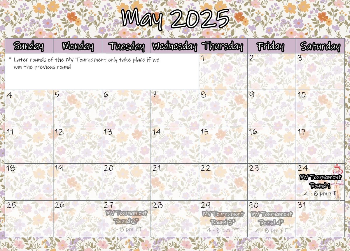 Here's what the rest of the schedule for the month is looking like ^_^ Let's do our best in the tournament!