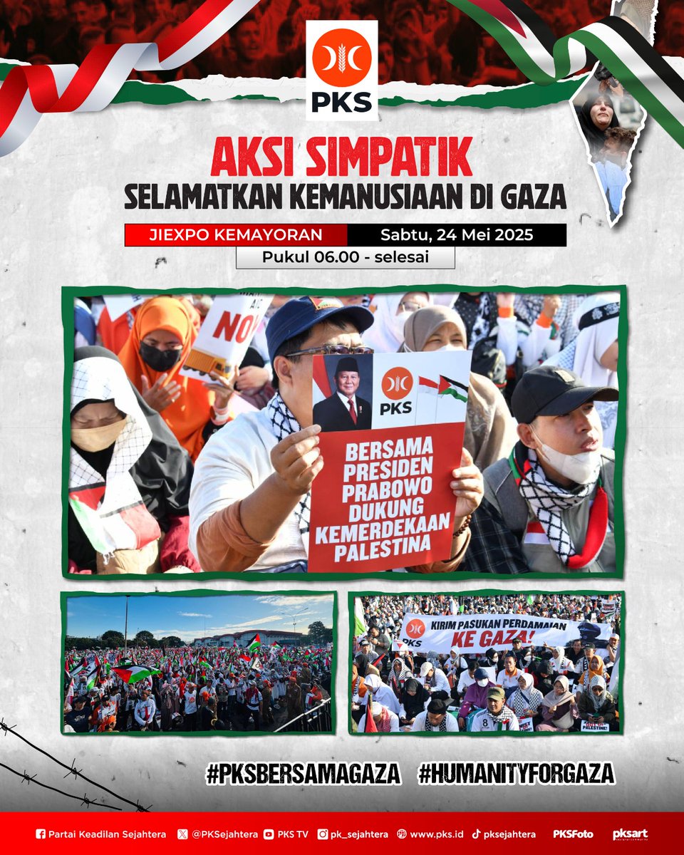 Pagi ini kami hadir di kawasan Jiexpo Kemayoran Jakarta untum menyuarakan suara kemanusiaan untuk selamatkan Gaza! 

#PKSBersamaGaza 
#HumanityForGaza