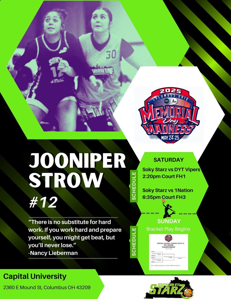 Jooniper Strow (@jooniper_strow) on Twitter photo Excited to play some ball this weekend in Columbus Ohio with my Southern Kentucky Starz 2028 team! <a href="/sokystarz/">Southern KYSTARZ</a> <a href="/CoachFaulkner24/">Cornelius Faulkner</a> <a href="/JrAllStarBB/">Jr. All-Star Girls Basketball</a> <a href="/PGHKentucky/">Prep Girls Hoops Kentucky</a> Excited to play some ball this weekend in Columbus Ohio with my Southern Kentucky Starz 2028 team! <a href="/sokystarz/">Southern KYSTARZ</a> <a href="/CoachFaulkner24/">Cornelius Faulkner</a> <a href="/JrAllStarBB/">Jr. All-Star Girls Basketball</a> <a href="/PGHKentucky/">Prep Girls Hoops Kentucky</a>