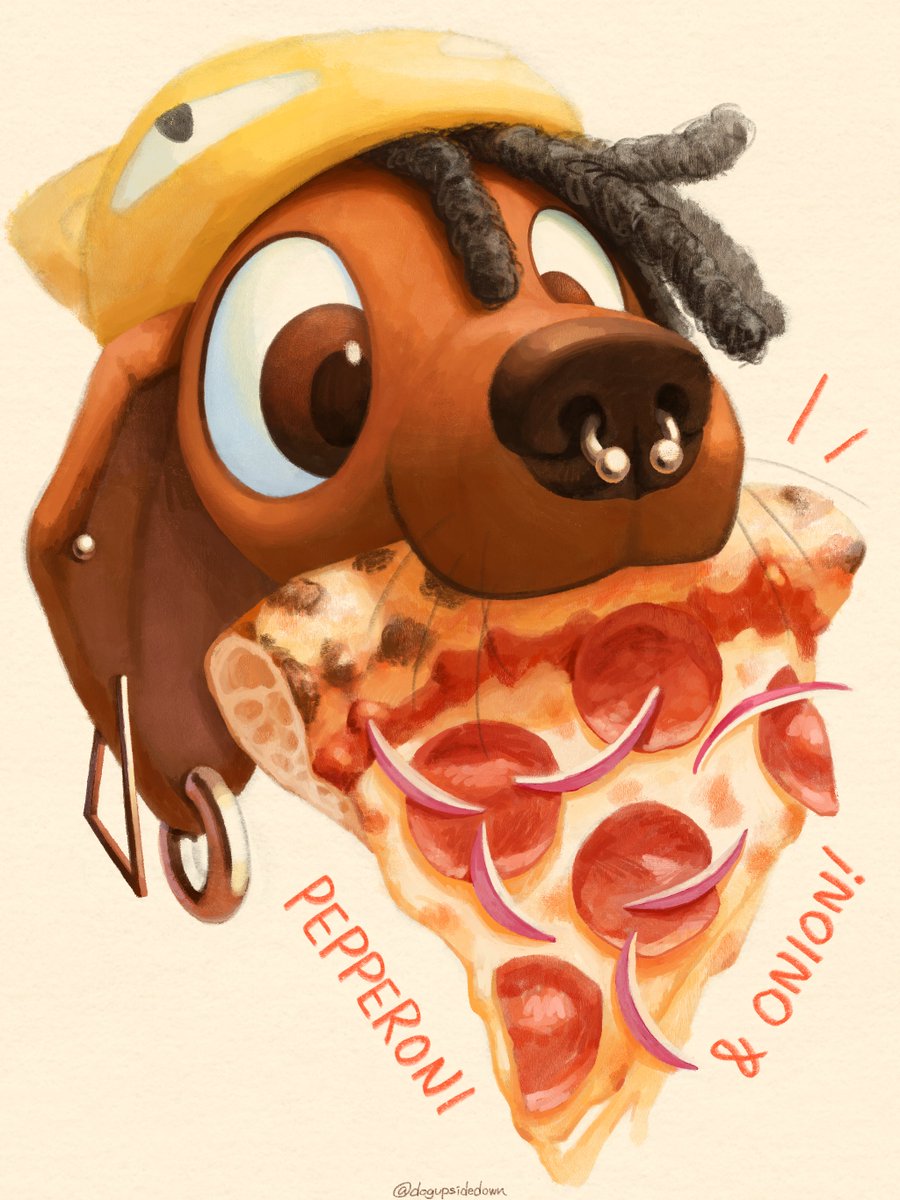 dogupsidedown's tweet photo. what's a dog's favorite pizza? https://t.co/z1jCNhZ9rT