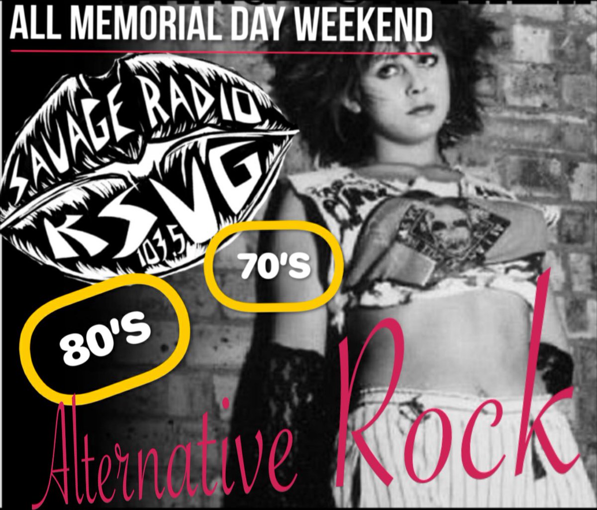 KSVGfmradio's tweet photo. Tune in all Memorial Day Weekend and enjoy 80’s and 90’s alternative music. Put the radio on 103.5 fm to hear your favorite alternative artists from back  in the day!!
Stream it? Here’s the link 
https://t.co/xHhWOMGSDg
#80s #90s #80smusic #90salternative #punk #ska #bakersfield https://t.co/Yija8frfwA