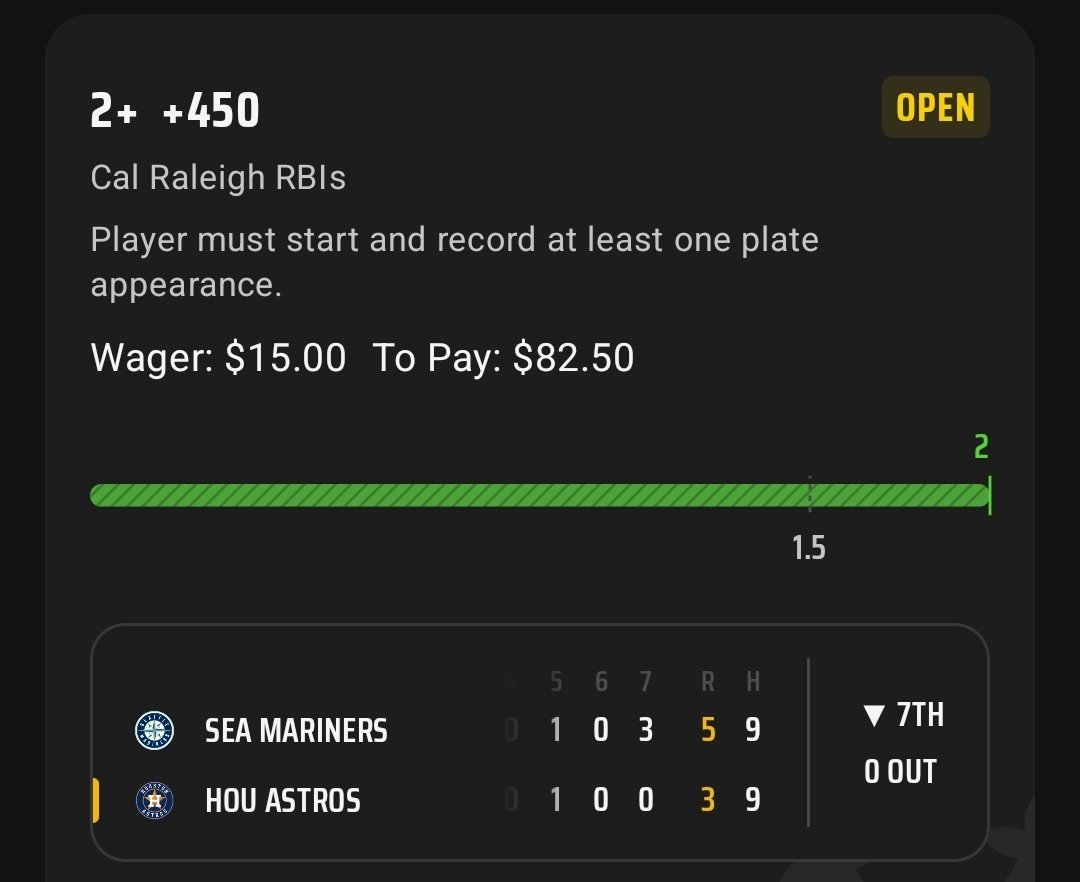 mamaknowsbets's tweet photo. Big dumper for the W!! Cash the HR &amp; the 2+ RBIs ✅✅

Too bad no one was on base when Mead hit his HR, almost had a nice ribbies combo 🥲

But the parlay &amp; RR is alive for Bryce &amp; Wells, time to be heros boys 🙏🏻 https://t.co/EMYExAEYS8