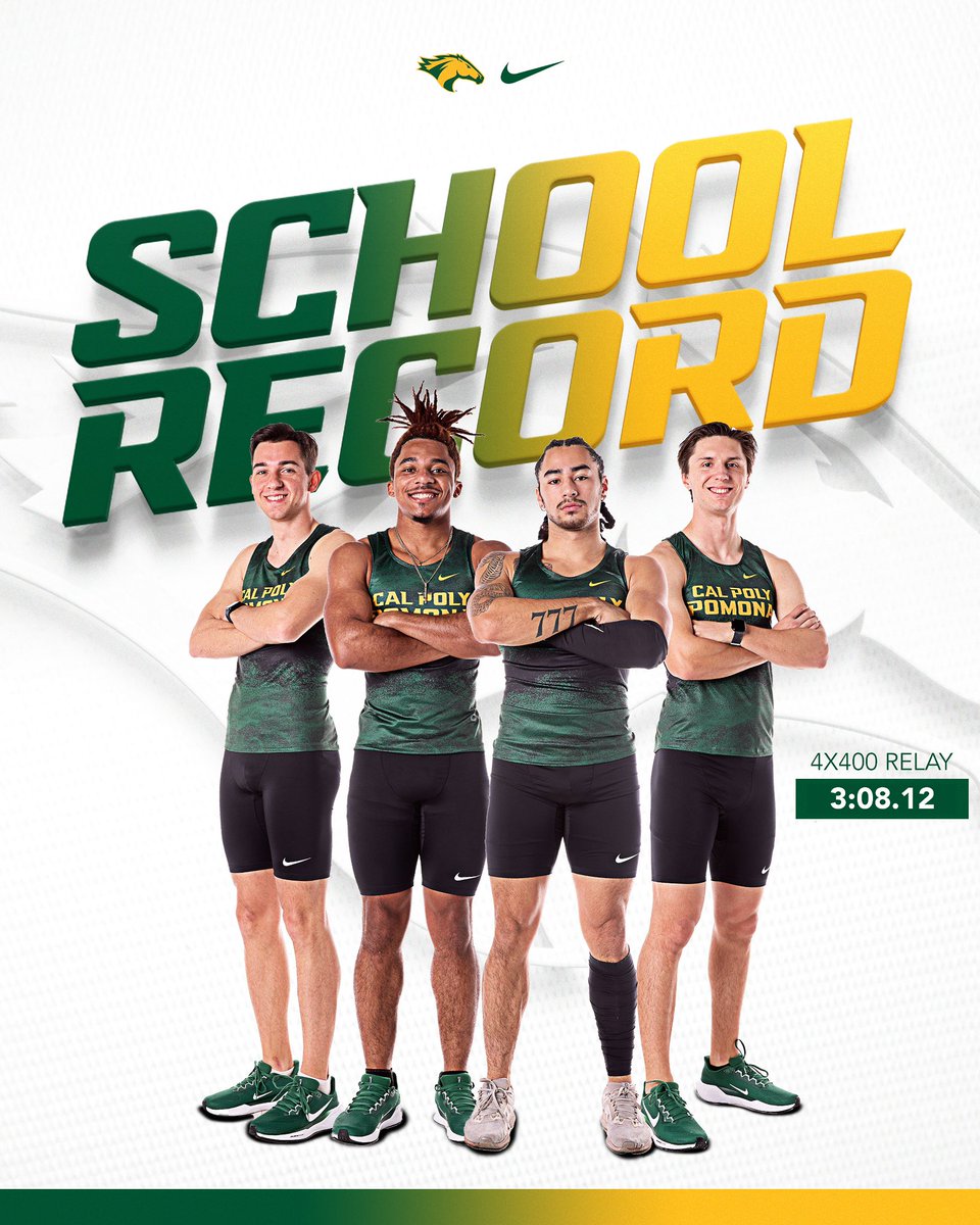 Cal Poly Pomona Broncos (@cppbroncos) on Twitter photo Record Broken AGAIN!!
<a href="/CPPxctf/">Cal Poly Pomona XC & Track</a> relay of Alessio Sommacal, Leroy Crook Jr., Joshua Morinaga, and Camden Patterson broke their own record again this season!
#WeAreCPP Record Broken AGAIN!!
<a href="/CPPxctf/">Cal Poly Pomona XC & Track</a> relay of Alessio Sommacal, Leroy Crook Jr., Joshua Morinaga, and Camden Patterson broke their own record again this season!
#WeAreCPP