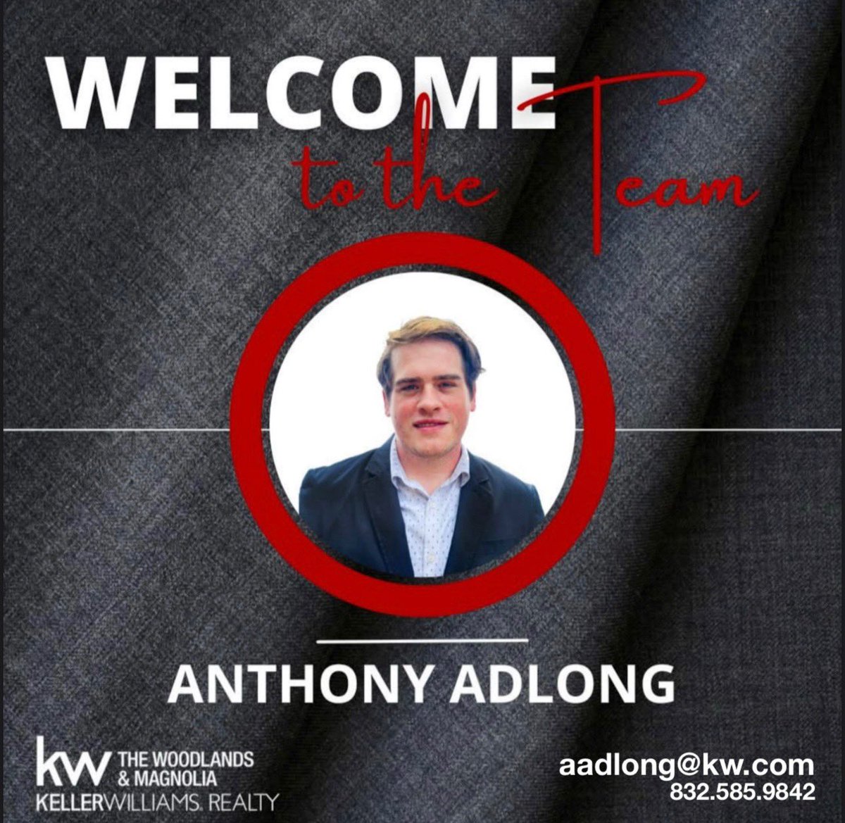 TheLifeAnalyst's tweet photo. I am excited to annouce my son-n-law Anthony Adlong as a Texas Real Estate agent with Keller Williams Real Estate of The Woodlands/Magnolia! 

Come Adlong with Anthony FOR your HOME BUYER AND SELLER needs, desires and dreams. 

https://t.co/kc6LtYkQVU https://t.co/J1lzaV04CA