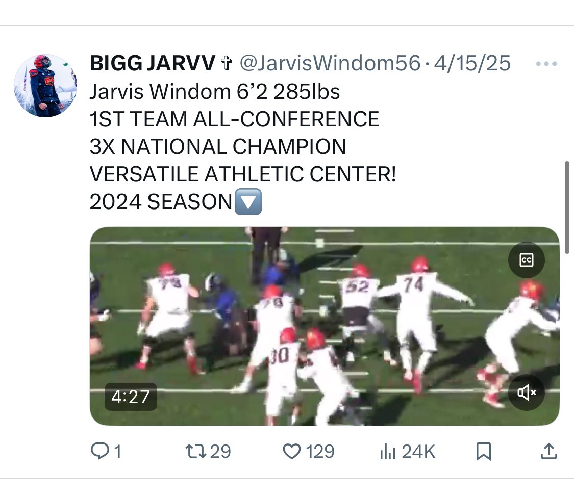 <a href="/jonpitts79/">Jon Pitts</a> <a href="/MVSUDEVILS/">Mississippi Valley State University</a> <a href="/CoachParker/">Sam Parker</a> Congratulations Big Jon!!🟥🟩
Size, Athletic—Good Tools 🧰 
Great Opportunity to be Developed by All-American OL Coach, Coach Parker (formerly of D-2 National Champ-Ferris State)