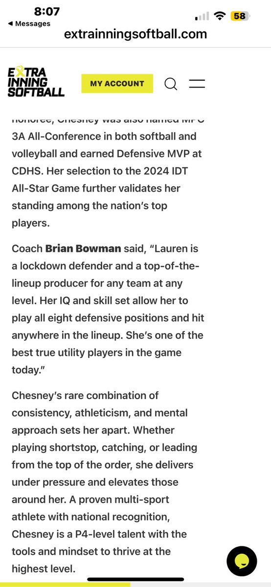 Thank you <a href="/ExtraInningSB/">EXTRA INNING SOFTBALL</a> for the amazing recognition of being ranked #14 infielder in the c/o 2027!! I’m honored and very grateful. It’s going to be a great summer w/ <a href="/teamnc_bowman/">Team North Carolina Bowman</a> and I can’t wait! 🤍💙