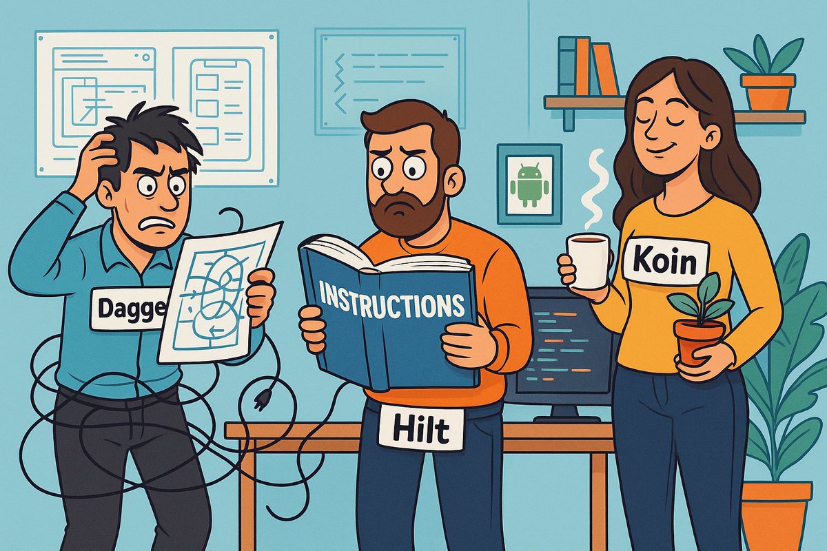 ravinnpawar's tweet photo. Ever wondered what happens inside Koin?
(Like... where does your ViewModel actually come from?)
You write single { MyRepository(get()) } and it just works.
No annotations. No kapt. No "dagger.hilt.internal.ComponentBuilderGeneratedSomethingFactoryFactory".
Just Kotlin. Just Chill https://t.co/el6lyHiIAC