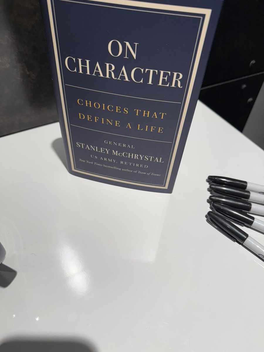CRAguh's tweet photo. Attended the book launch of On Character by my old boss &amp; mentor Gen. Stan McChrystal. Was great to reunite with MG colleagues &amp; be reminded that “the character of a man decides his fate—and the same is true for a nation.” That’s our charge.

@McChrystalGroup #OnCharacter https://t.co/WNAvdaD1mn