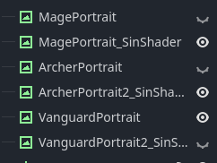 KOVyrelliaGame's tweet image. uno buscando como hacer para apagar o prender un shader, y viendo mil codigos diferentes, al final opte por lo mas sucio pero simple xD
tengo 2 sprites por cada arquetipo, uno con shader otro sin, y lo prendo y apago cuando necesito
de paso un poco de las graficas nuevas