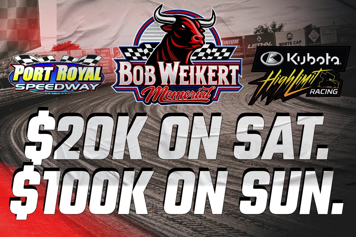 High Limit Racing (@highlimitracing) on Twitter photo π¨ ππ₯πππππ‘π π‘ππͺπ¦: Howβs more money sound?
Thanks to a generous donation, the next two nights of the Bob Weikert Memorial have recieved a significant raise at <a href="/PortRoyalSpdway/">Port Royal Speedway #SpeedPalace</a>.
Itβs $20,000-to-win on Saturdayβ¦
On Sunday, weβre now racing for $100,000-to-win! π° π¨ ππ₯πππππ‘π π‘ππͺπ¦: Howβs more money sound?
Thanks to a generous donation, the next two nights of the Bob Weikert Memorial have recieved a significant raise at <a href="/PortRoyalSpdway/">Port Royal Speedway #SpeedPalace</a>.
Itβs $20,000-to-win on Saturdayβ¦
On Sunday, weβre now racing for $100,000-to-win! π°